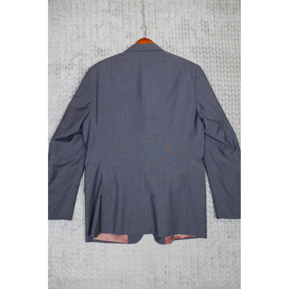 Marenzio Uomo Mens Super 120s Wool Pinstripe Blazer 58L Blue Grey Made in Italy